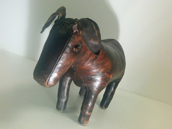 Leather top donkey footstool